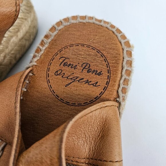 Toni Pons Origens Etna Camel/Tan Leather Espadrille Platform Sandal EU 39/US 8 - Picture 11 of 15
